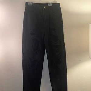 Shein ripped high waisted jeans black size medium